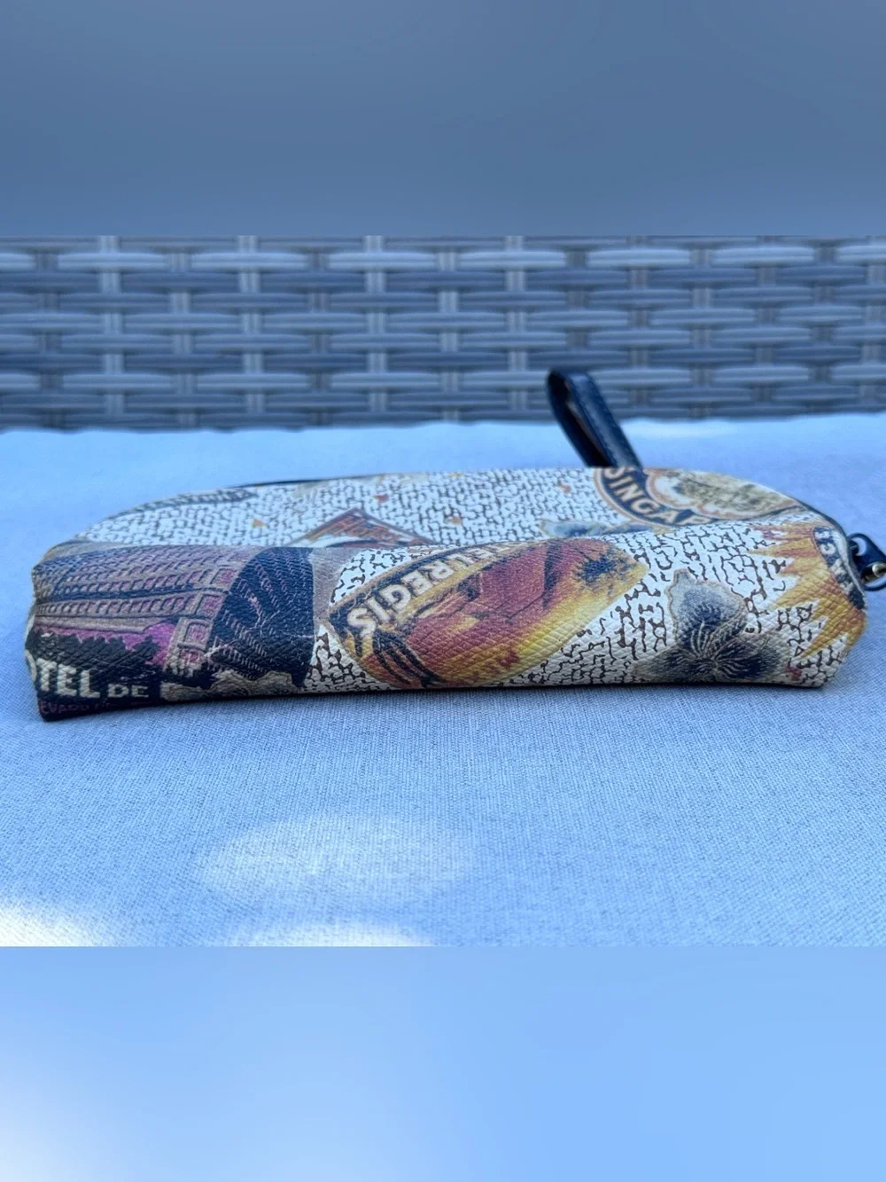 Vintage Allan Edward Travel Print Cosmetic Bag Wristlet
